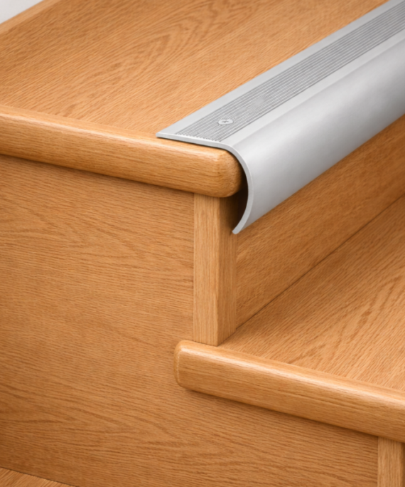 Bullnose Aluminium Stair Nosing 35 x 45mm Anti-Slip Step Edge Trim