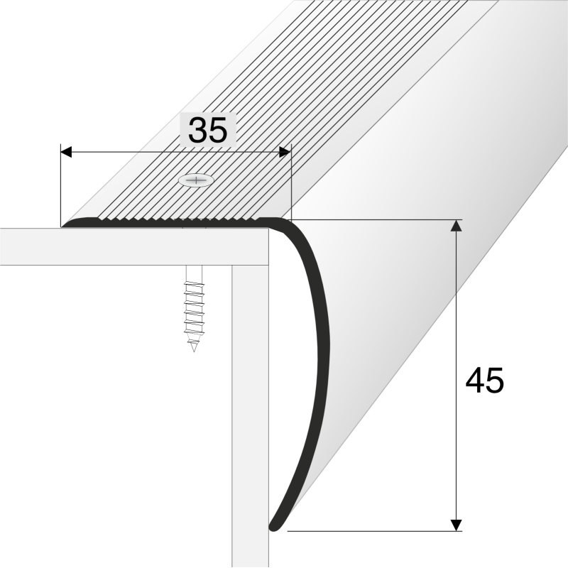 Bullnose Aluminium Stair Nosing 35 x 45mm Anti-Slip Step Edge Trim - Image 3