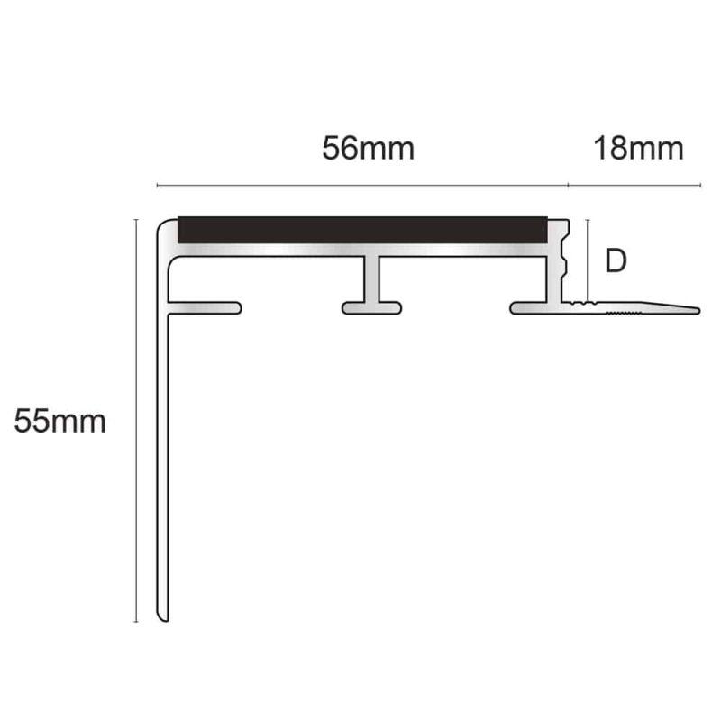 56x55mm heavy duty ceramic tile-in stair nosing