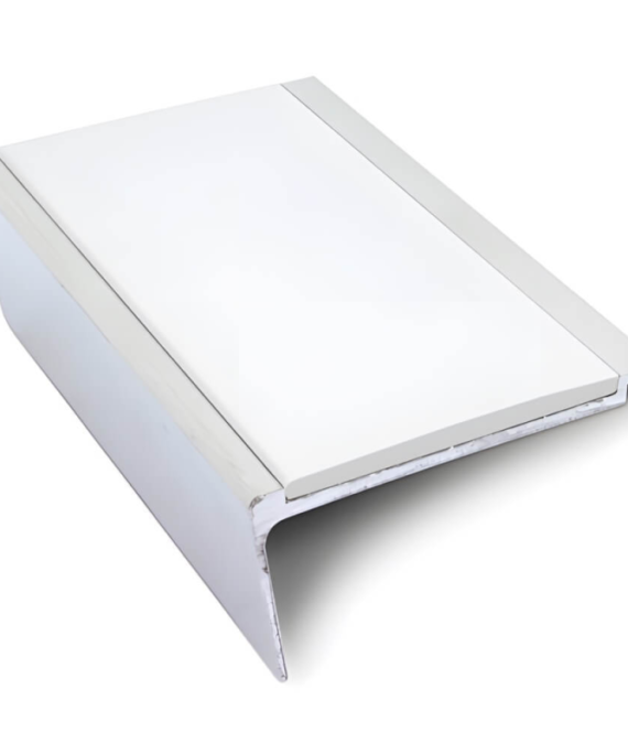 Heavy Duty Aluminium Rakeback Stair Nosing 63 x 32mm - Anti-Slip PVC Insert for Concrete and Precast Stairs