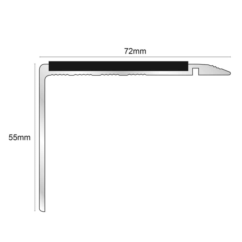 Heavy Duty DDA Stair Nosing 72 x 55mm Aluminium with Non-Slip Insert - Image 2