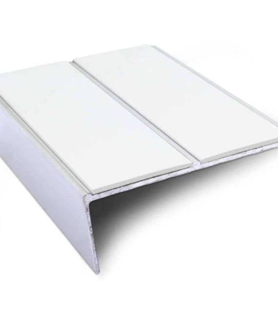 Aluminium Rakeback Stair Nosing 85 x 32mm with Dual PVC Inserts