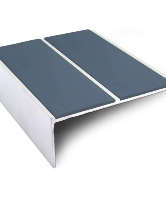 Aluminium Non-Slip Stair Nosing 85 x 32mm with Dual PVC Inserts | Straight Edge