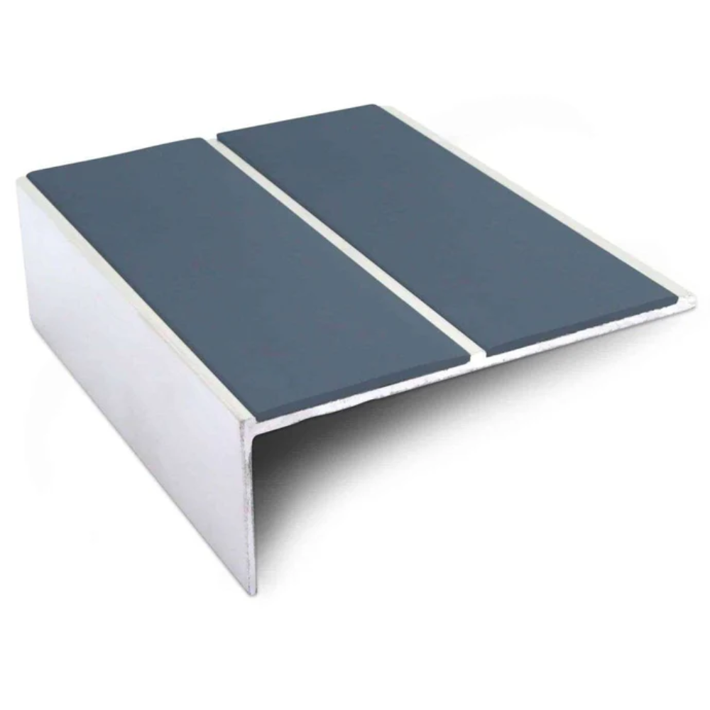 Aluminium Non-Slip Stair Nosing 85 x 32mm with Dual PVC Inserts | Straight Edge