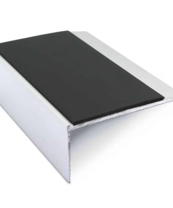 Aluminium Stair Nosing 66 x 32mm with Anti-Slip PVC Insert | Straight Edge Ramped