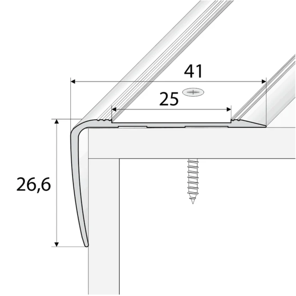 Anodised Aluminium Stair Nosing 41 x 26.6mm with Non-Slip Tape Insert | Straight Edge - Image 2
