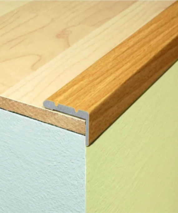 Wood Effect Self-Adhesive Aluminium Stair Nosing 25 x 10mm | Retro-Fit Edge Trim