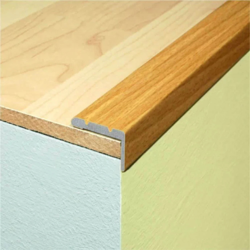 Wood Effect Self-Adhesive Aluminium Stair Nosing 25 x 10mm | Retro-Fit Edge Trim