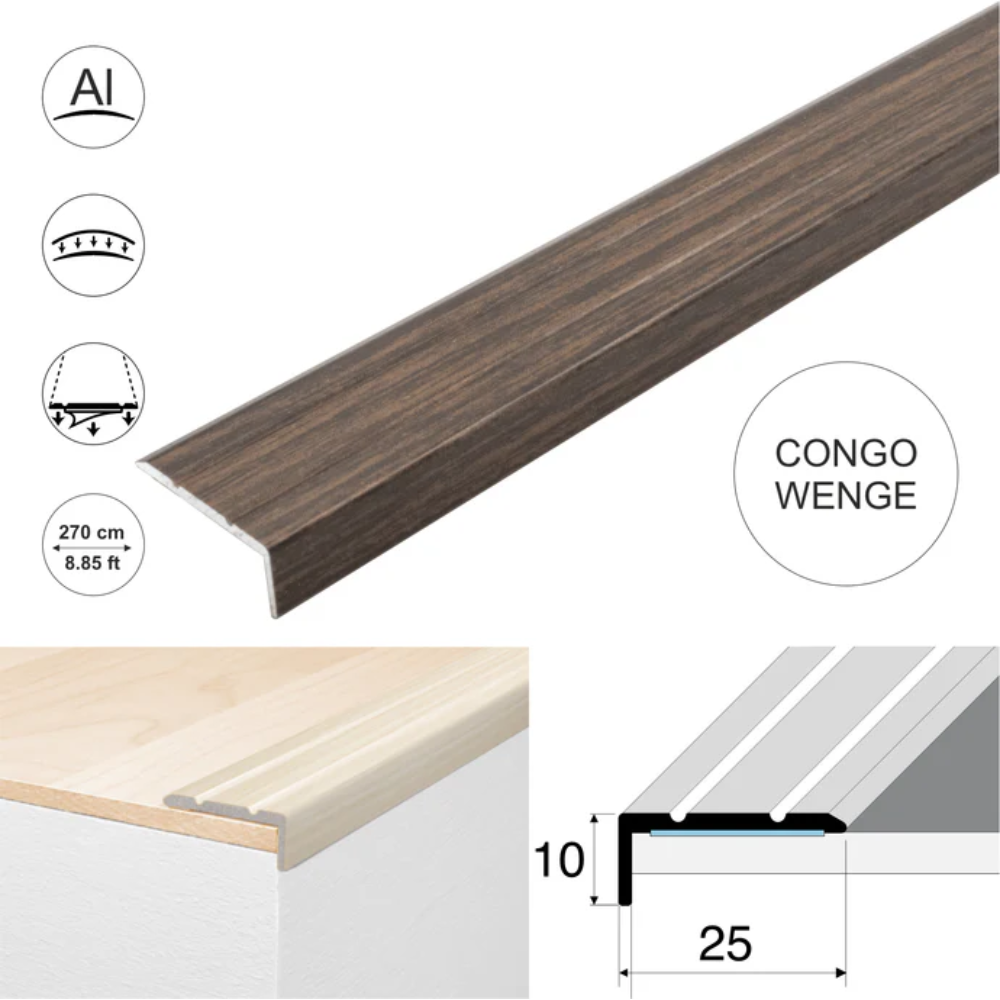 Wood Effect Self-Adhesive Aluminium Stair Nosing 25 x 10mm | Retro-Fit Edge Trim - Image 11