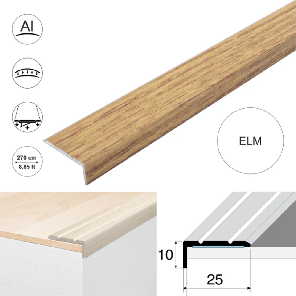 Wood Effect Self-Adhesive Aluminium Stair Nosing 25 x 10mm | Retro-Fit Edge Trim - Image 15