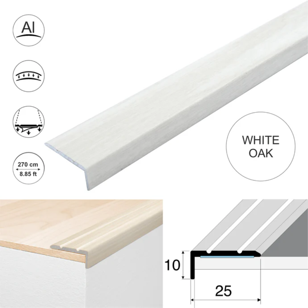 Wood Effect Self-Adhesive Aluminium Stair Nosing 25 x 10mm | Retro-Fit Edge Trim - Image 18