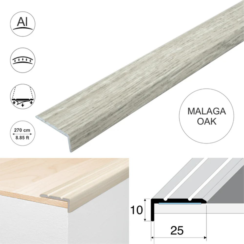 Wood Effect Self-Adhesive Aluminium Stair Nosing 25 x 10mm | Retro-Fit Edge Trim - Image 20