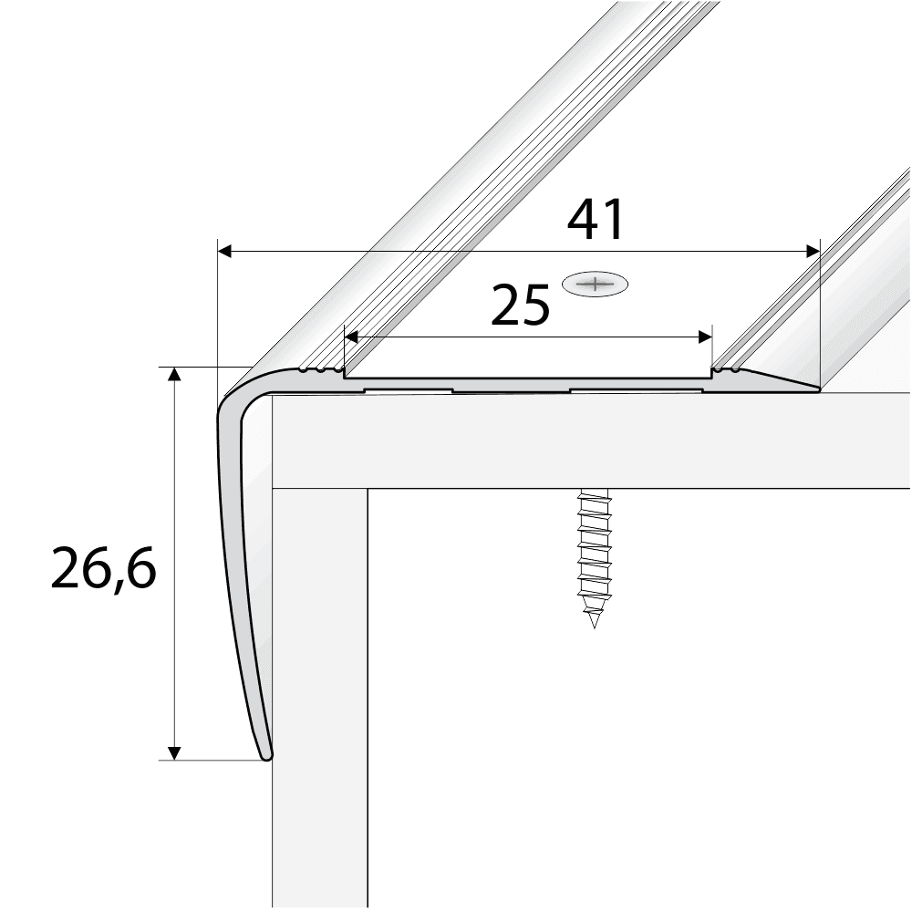 Anodised Aluminium Non-Slip Stair Nosing Edge Trim 41 x 26.6mm - Image 2